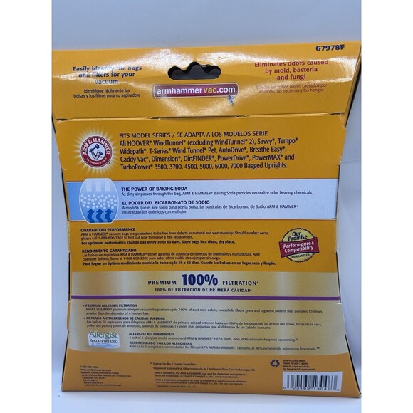 Arm & Hammer Hoover Type Y Z Odor Eliminating Vacuum Bags*3 Pack*Brand New - Picture 2 of 5
